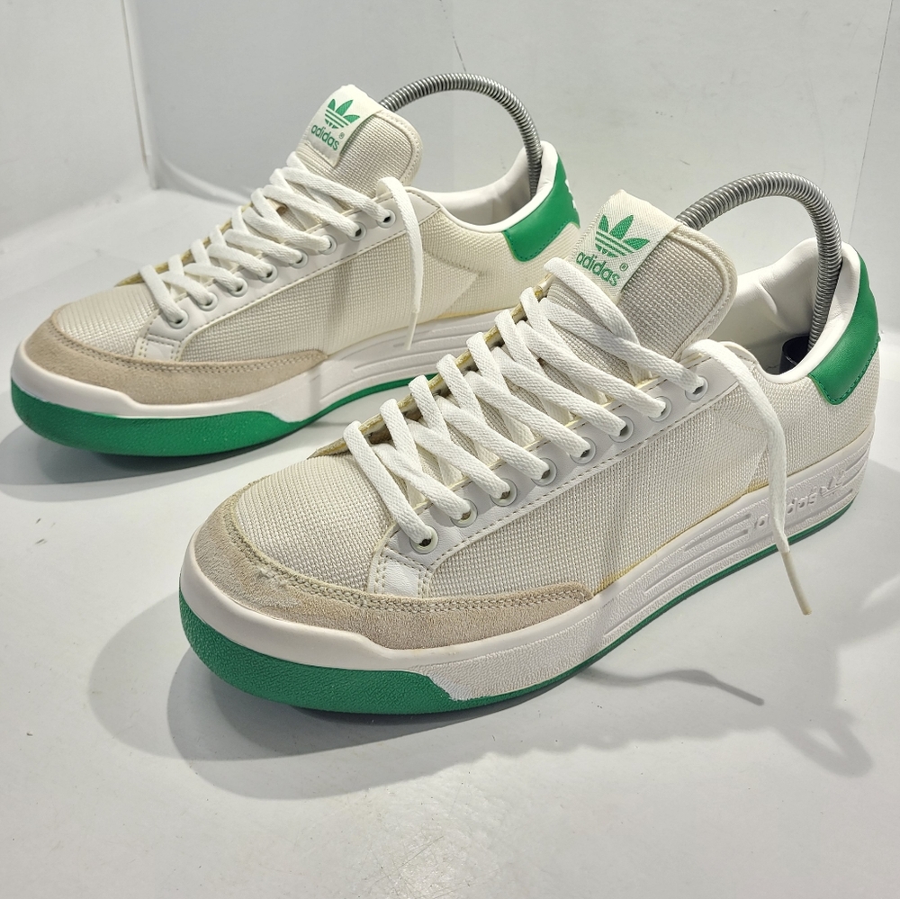 VTG ADIDAS MEN'S ROD LAVER RUNNING WHITE/FAIRWAY GREEN SHOES SIZE 10